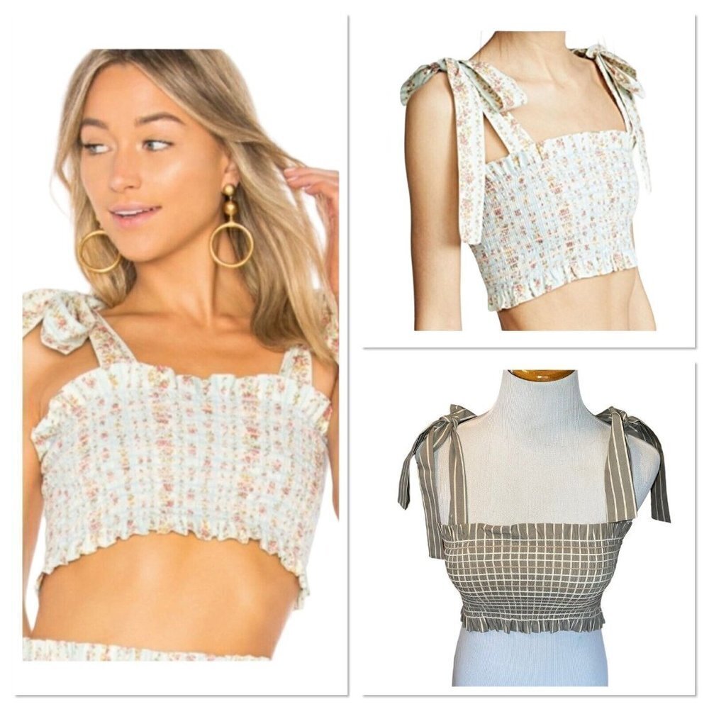 NEW Petersyn x Revolve Nola Striped Sonma Gray Tank Top Women Size XS Smocked‎
